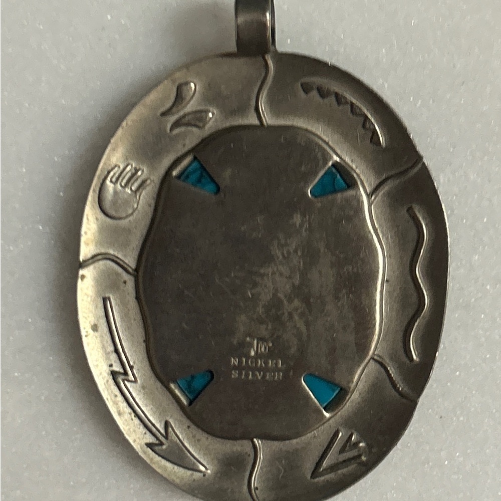 Vintage~ Bell Trading Post ~ Nickel Silver W/ Turquoise Stone Bear Claw ~Pendant - Picture 7 of 9